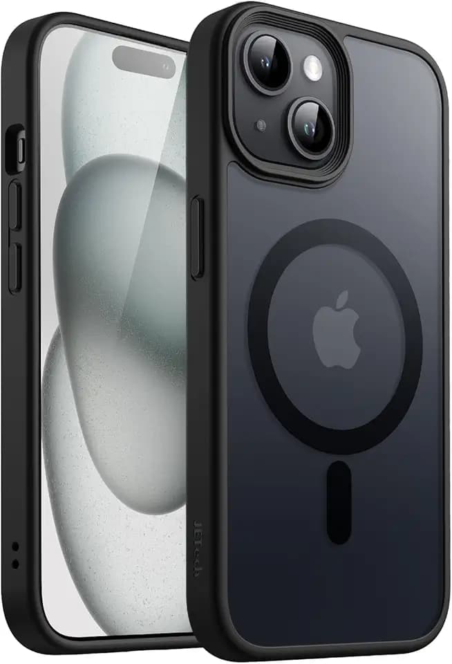 JETech Matte Magnetische Hülle für iPhone 15, Schwarz