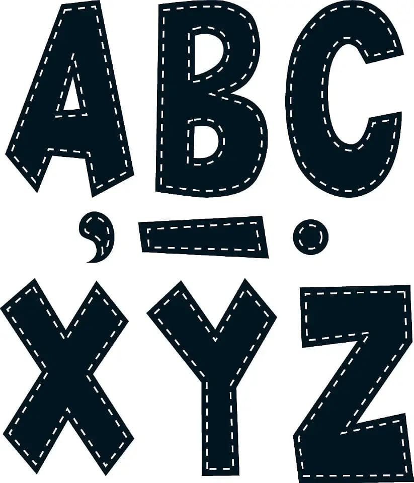 Teacher Created Resources Black Stitch 7-Inch Fun Font Letters