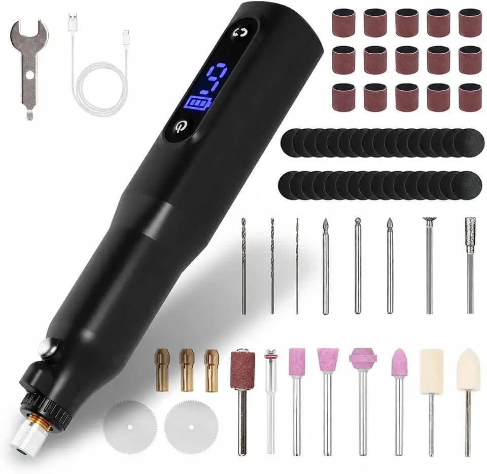 Cordless Rotary Tool Kit - 9-Speed Adjustable with USB Charging | Multi-Purpose Engraving Pen for Sanding, Polishing, Drilling & DIY Crafts | Includes 3D Printing Accessories (Black)
