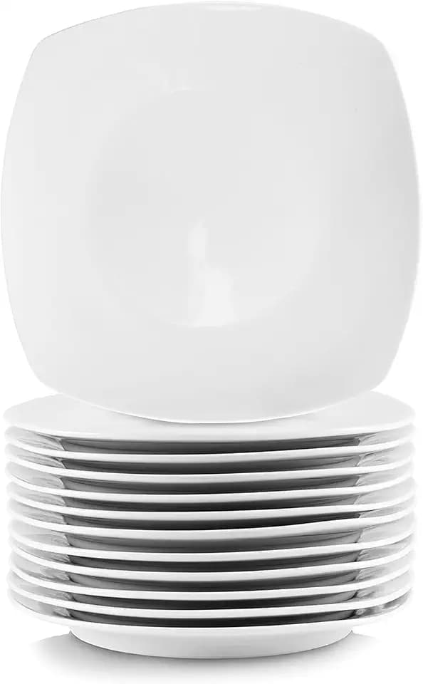 Elama Professional Kitchen 12 Piece Porcelain Dinnerware/Tableware Set (Square Dinner Plate White)