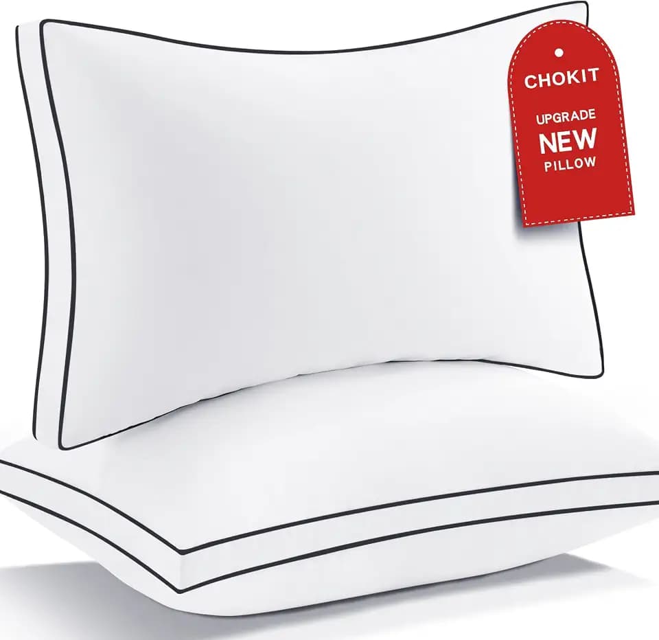 Gusseted Pillows Standard Size Set of 2, Fluffy Bed Pillows for Sleeping