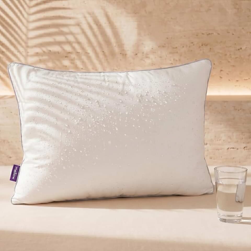 Mellow Hotel Pillow, Hypoallergenic Oeko-TEX Cover, Stays Fluffy (Standard) | Waterproof & Stain-Resistant Down-Alternative Bed Pillow, Machine Washable, Support for Side/Back/Stomach Sleepers