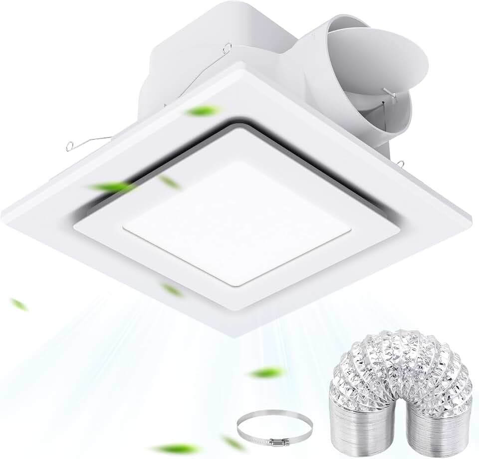 LANMEL Bathroom Exhaust Fan with Light,10" Panel Ceiling Ventilation Fan