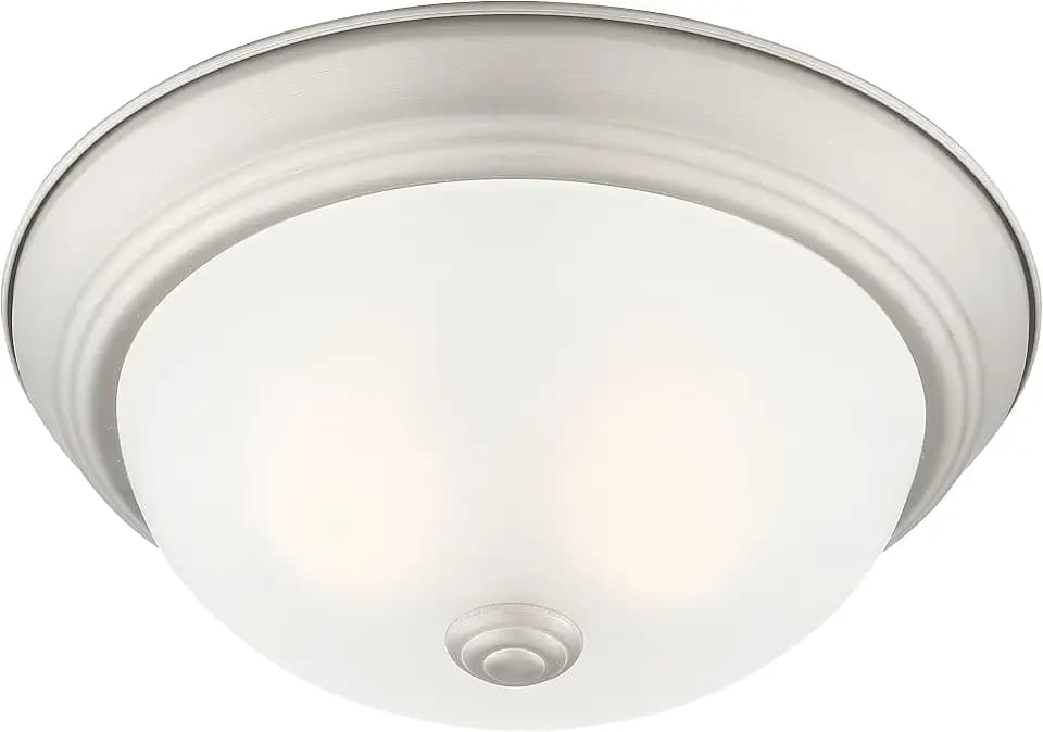 DESIGNERS FOUNTAIN Reedley 2-Lights Flush Mount Ceiling Light, 11 Inch Lighting Fixture for Kitchen, Bedroom, Bathroom, and Hallway, Pewter with Etched Glass, 1257S-PW-W