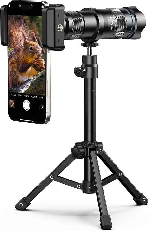 Evil Eye 28X HD Teleobjektiv, 4K HD-Vollfarb-Teleobjektiv für Reisen, Tierfotografie und Outdoor-Aktivitäten, Perfektes Smartphone-Stativ für iPhone, Samsung, Pixel, OnePlus und Huawei