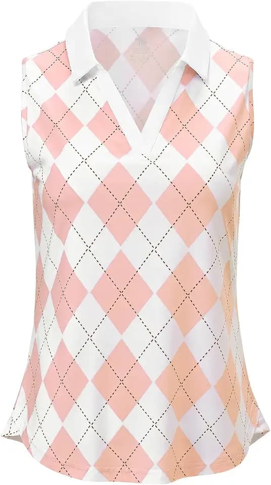 BGOWATU Women's Sleeveless Golf Polo Shirts Collared V Neck Tennis Tank Tops UPF 50+ Quick Dry Lightweight