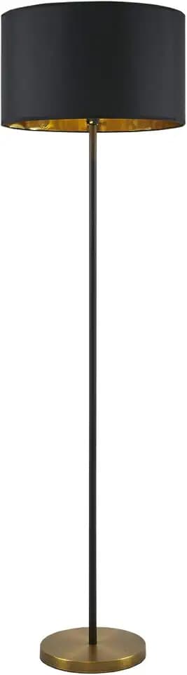 Ink+Ivy Hunts Floor Lamp Living Room Decor - Slender Metal Base, Black Drum Shade, Modern Home Office Corner Lighting, Bedside Standing Reading Light for Bedroom, Gold/Black, 17" Dia x 59" H