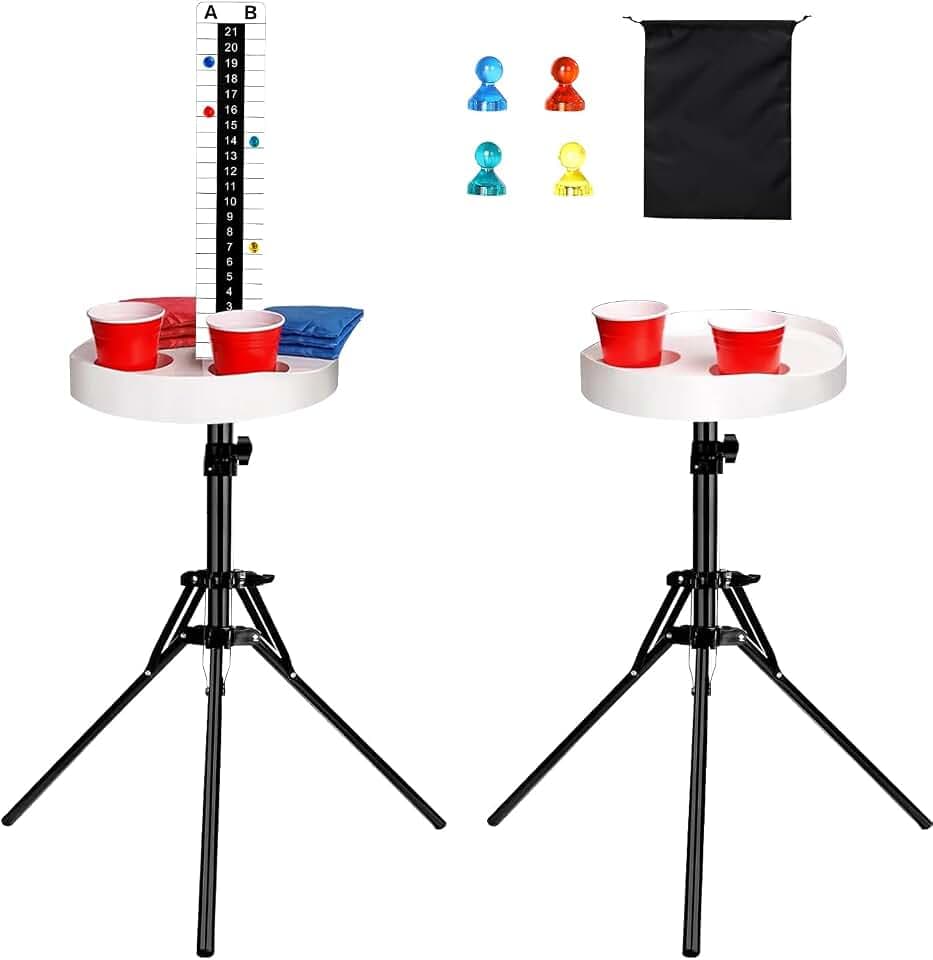 Cornhole Scoreboard with Drink Holders, 2 Sets, Magnetic Markers