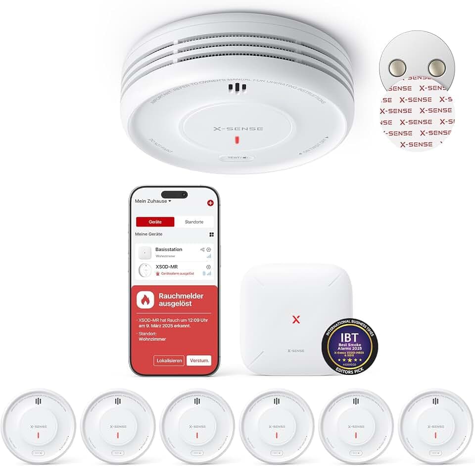 X-Sense Smart Rauchmelder, ultraflach & magnetisch, XS0D-MR61, 6 Stück