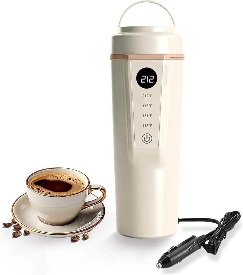 12V/24V Car Kettle, Portable Kettle for Hot Water (CREAM)