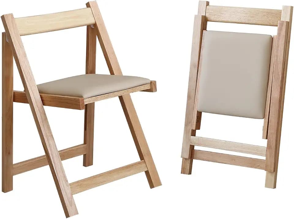 COMUHOME Folding Dining Chairs Set of 2, Foldable Wood Kitchen Chairs with Padded Seat for Dinner, Party, Wedding, Picnic Events, Small Space