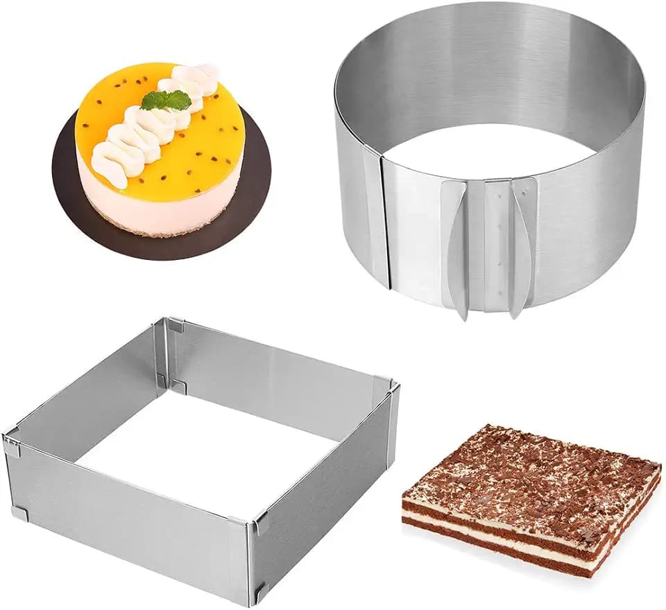 Adjustable Stainless Steel Cake Ring 2 Pack- 6 to 12 Inch