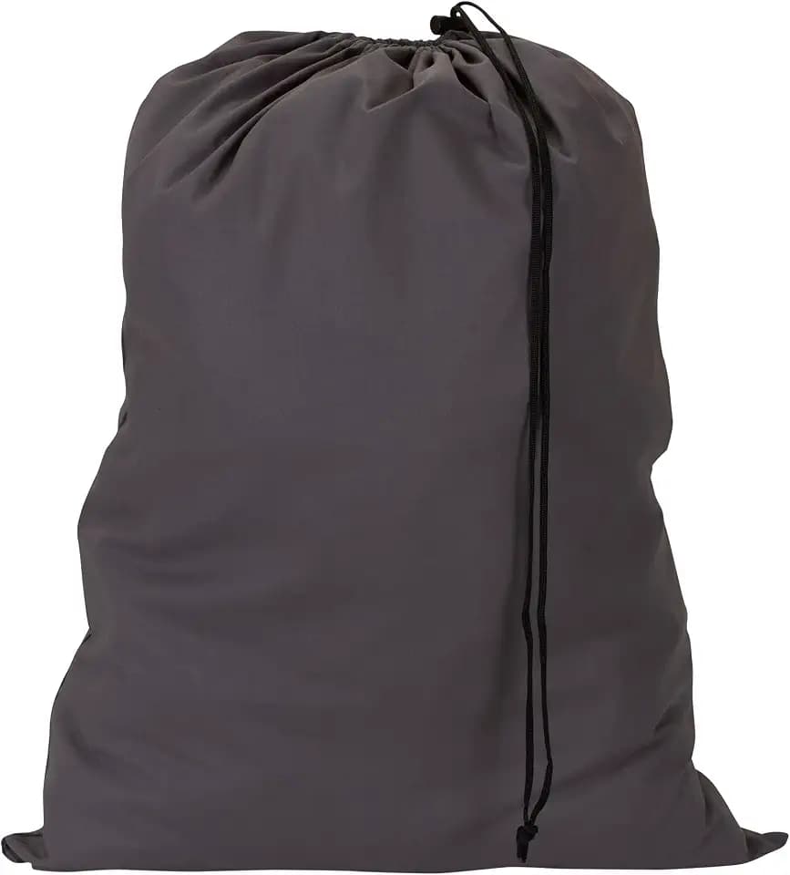 Household Essentials Cotton Laundry Bag with Drawstring Closure, Gray