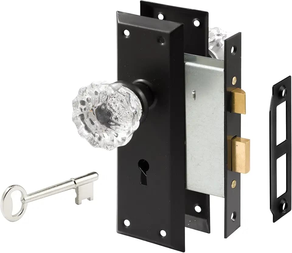 Prime-Line E 28338 Mortise Keyed Lock Set with Glass Knob, Single Pack
