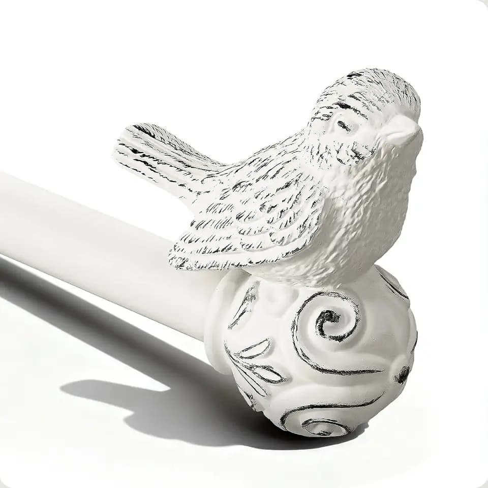White Bird Curtain Rods for Windows 72-144 Inch Adjustable Decorative