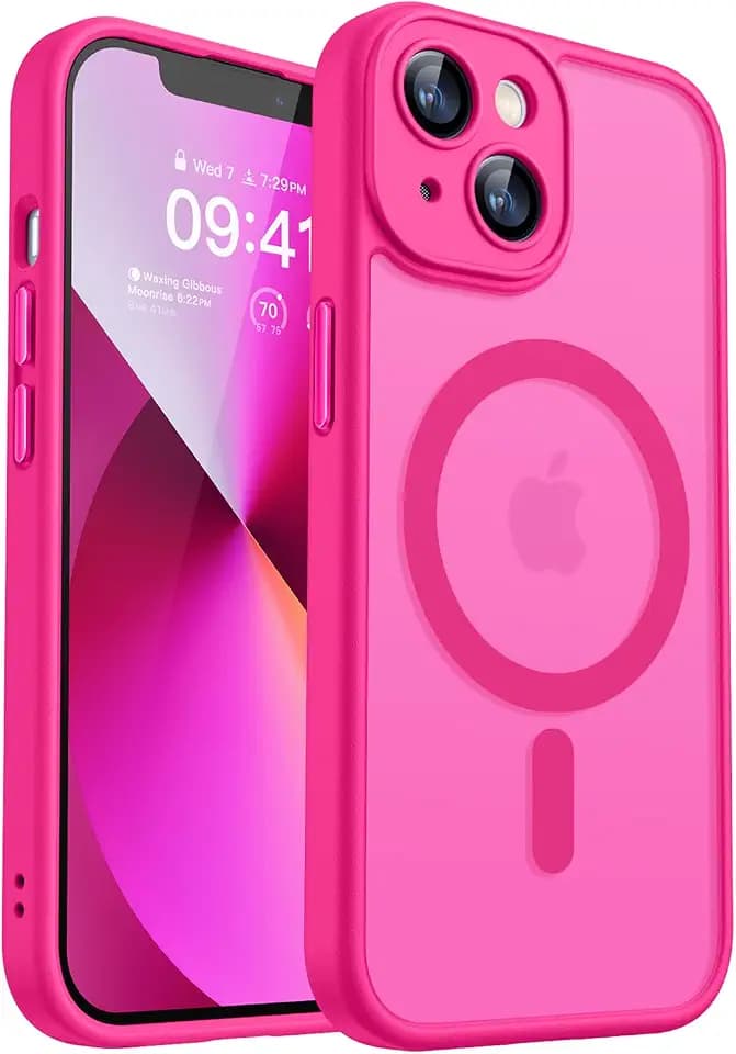 CANSHN Magnetic Shockproof for iPhone 13 Case, Hot Pink