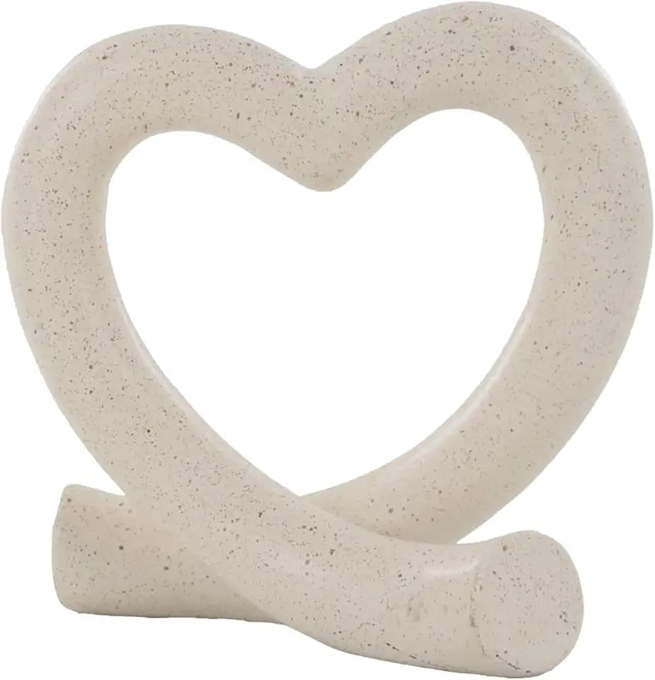 Lescafita Heart Decor Sculpture, Love Heart Statue Minimalist Modern Home Decor for Living Room Bedroom Desk Shelf Coffee Table, Romantic Meaningful Gift