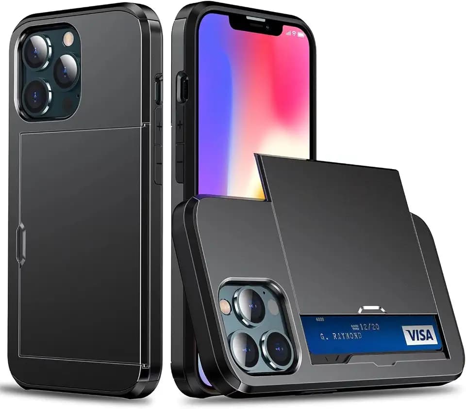 Handyhülle für iPhone 11 Pro Max Case Silikon, mit Kartenfach Silikon TPU Handyhülle Dünn Weiche Stoßfest Flexibel Handy Tasche Bumper Brieftasche Case, Schwarz