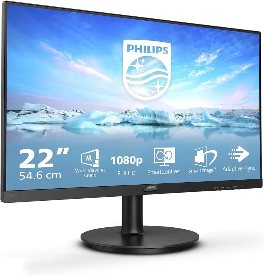 Philips 221V8 - 22 Zoll Full HD Monitor, Adaptive Sync (1920x1080, 75 Hz, VGA, HDMI) schwarz