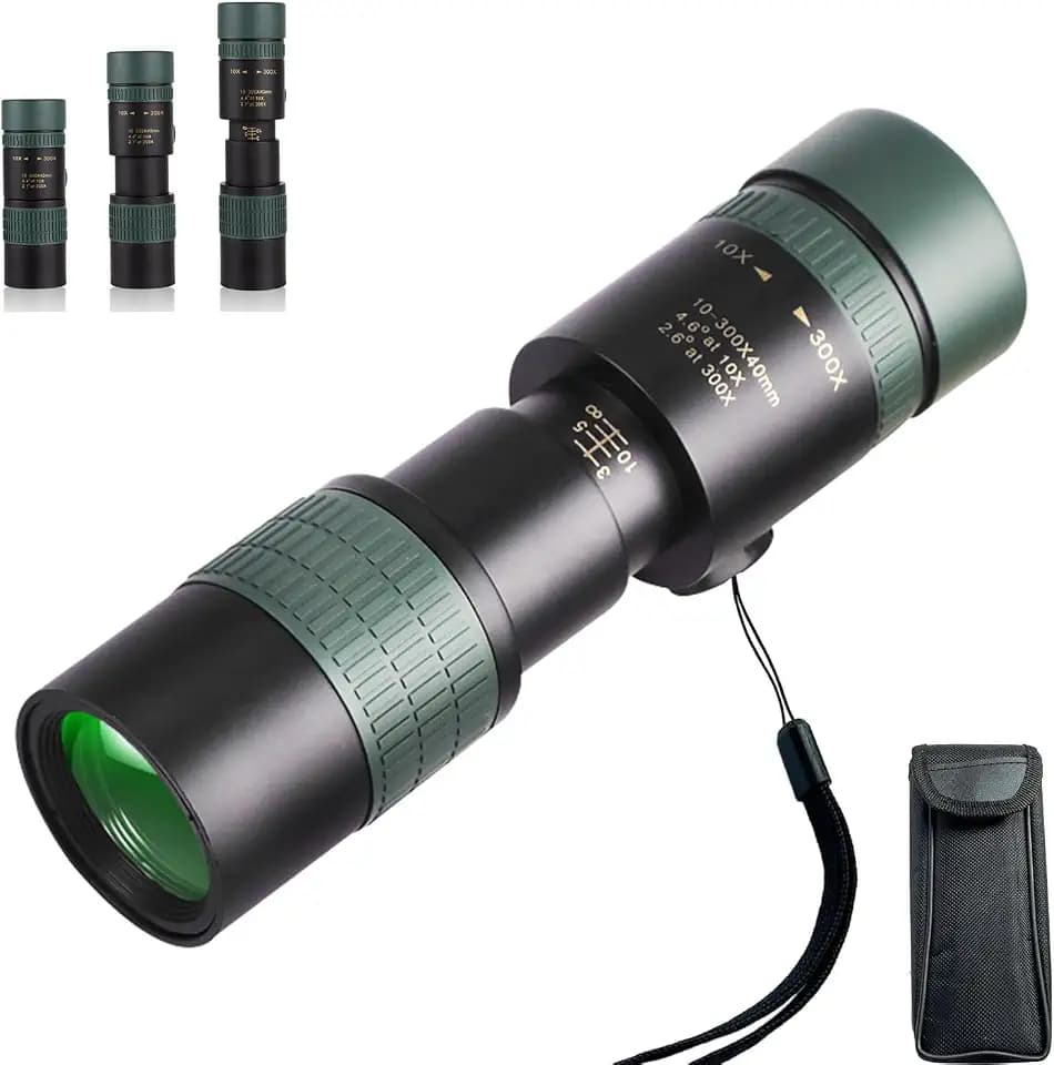Verbessert 10-300x40 Monokular Teleskop Fernrohr für Erwachsene, Zoom Mit BAK4 und FMC Objektiven für Konzerte, Vogelbeobachtung, Sternbeobachtung