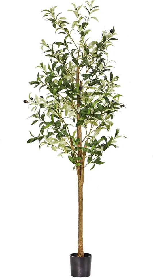5ft Artificial Olive Trees Indoor, Faux Olive Tree with Natural Wood