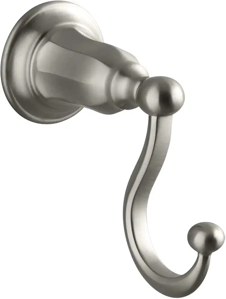 Kohler Kelston Robe Hook Brushed Nickel Metal Bathroom Wall Hook 5.834 Inch Diameter
