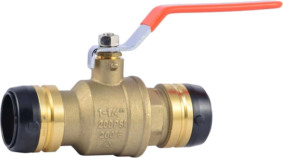 SharkBite 1-1/4 x 1-1/4 Inch Ball Valve, Push To Connect Brass Water Shut-Off Plumbing Fitting, UXLBV35