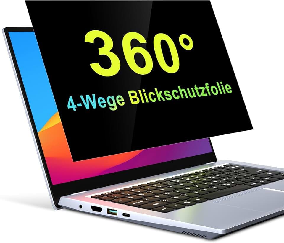ZOEGAA 360° Blickschutzfolie Laptop 15,6 Zoll 16:9, Vierseitig Sichtschutzfolie 15,6 zoll, Anti Blaulicht Blendschutz Laptop Privacy Screen Sichtschutz für Lenovo HP Dell Acer Asus ENVY XPS ThinkPad