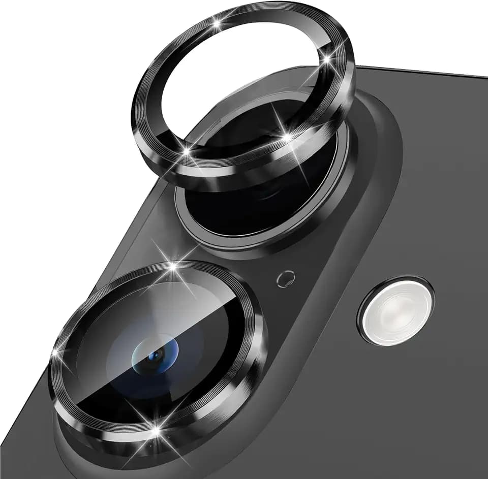 Kamera Schutz für iPhone 16 Plus, 9H Gehärtetes Glas für Rückkameraabdeckung, Individueller Objektivschutzfilm mit Aluminiumlegierungs Metallring, Kameraobjektivschutz Telefonzubehör