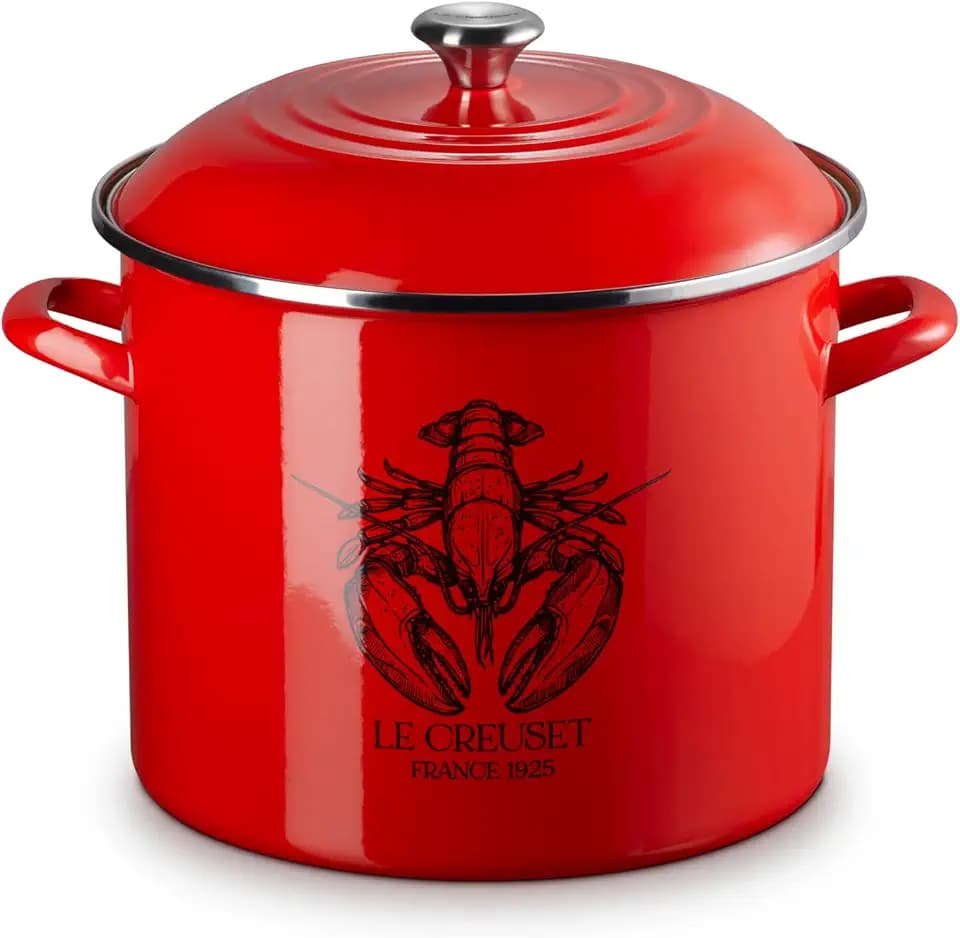 Le Creuset Enamel On Steel Traditional Stockpot, 20 qt., Carmin/Lobster