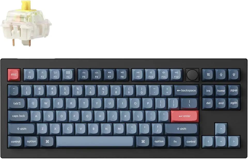 Keychron V3 Max TKL Custom Wireless Mechanische Tastatur, 2.4 GHz/Bluetooth/USB-C 3-Mode RGB, QMK/VIA Programmierbare Makros, Hot-Swap PBT Tastenkappen für Mac Windows Gateron Jupiter Banana