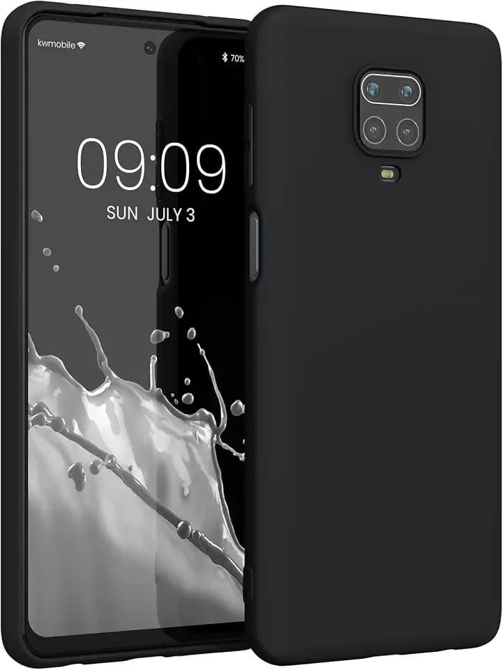 kwmobile Hülle für Xiaomi Redmi Note 9S / 9 Pro / 9 Pro Max TPU Case - Handyhülle unterstützt kabelloses Laden, Flexible Schutzhülle, gummiertes Cover in Schwarz matt