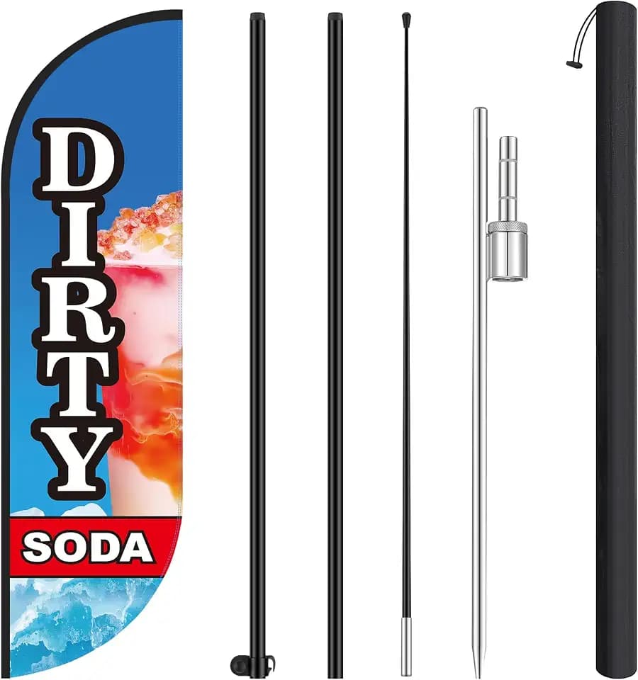HunnmingRe 11.2 ft Dirty Soda Feather Flag with Pole