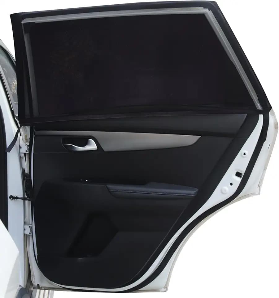 Trusiel Sonnenschutz Auto mit Zertifiziertem UV Schutz für Kinder Baby Erwachsene Haustiere, Universal Sonnenblende Auto Netz,Autofenster Sonnenschutzrollos Heckscheibe, für Personenkraftwagen (L)