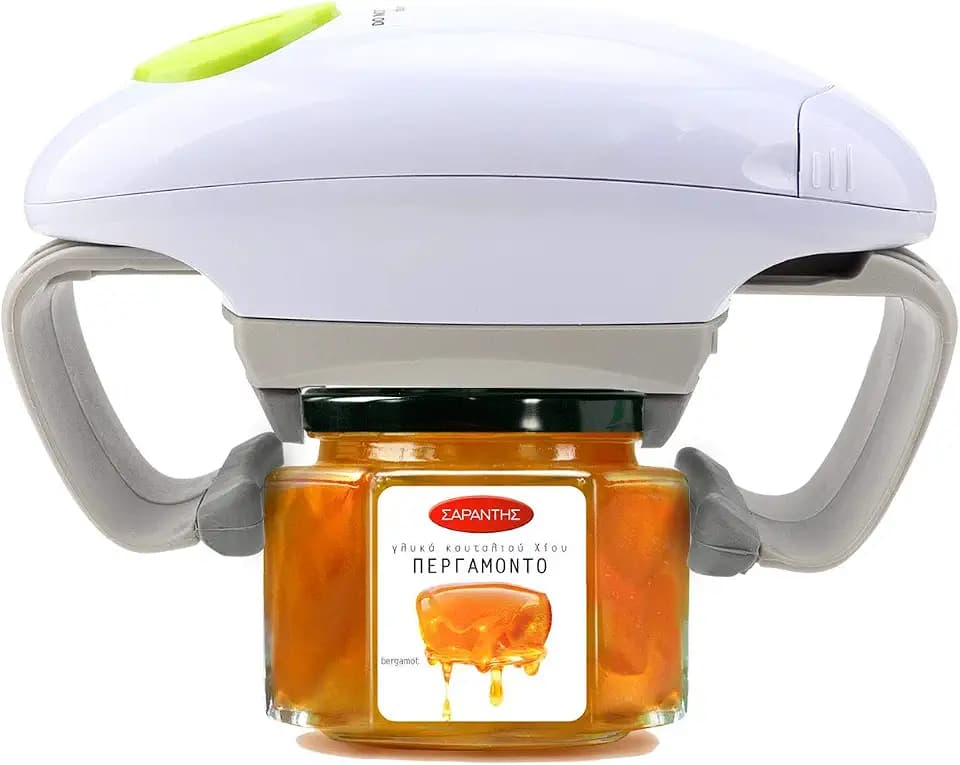 Electric Jar Opener, Kitchen Gadget Strong Tough Automatic Jar Opener For New Sealed Jars,The Hands Free Jar Opener with Less Effort to Open (White)