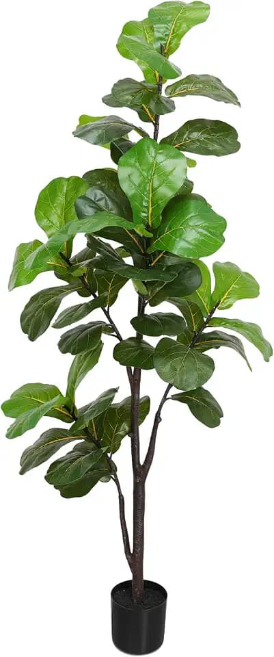 6ft Fiddle Leaf Fig Tree Artificial Plant in Pot for Indoor Home Decor