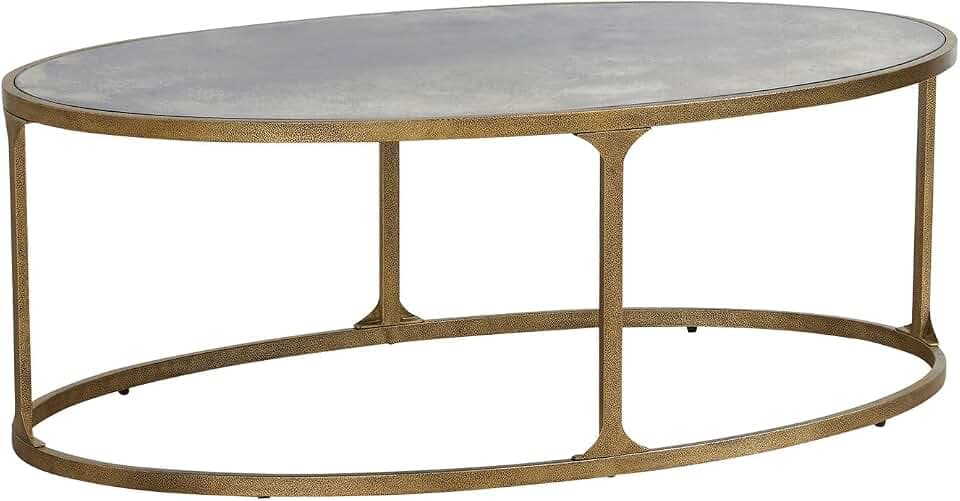Signature Design by Ashley Oval Coffee Table for Living Room, Antiqued Gold