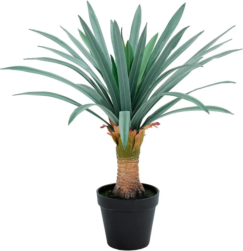 Gray Leaves Artificial Agave Plant with 34 Leaves, 19.68in for Indoor & Outdoor Home Decor, Perfect for Porch Living Room Bedroom Patio & Office Decoration(1-Pack)