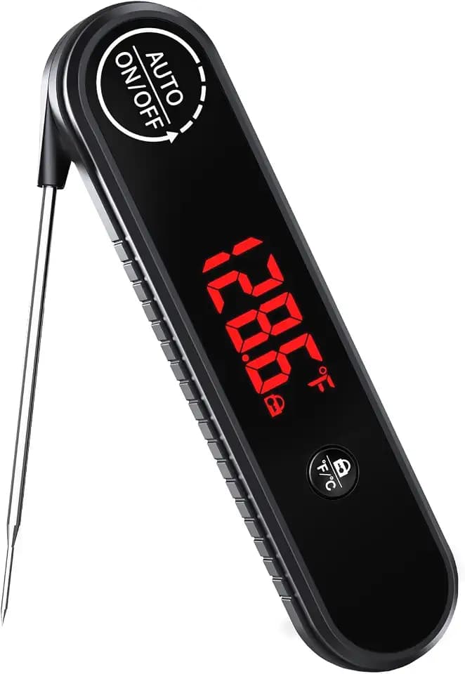 Digital Meat Thermometer, 0.3s Instant Read, Waterproof, Black