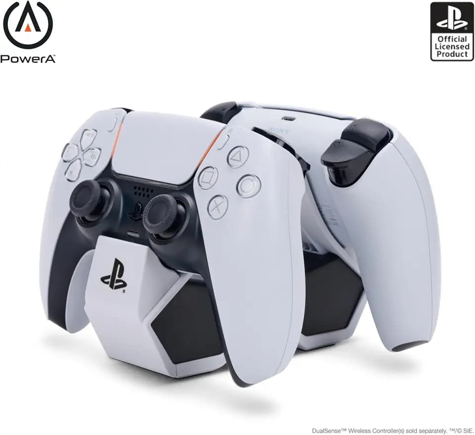 PowerA Doppelladestation für kabellosen DualSense-Controller (EU), DualSense Controller-Ladestation, Laden, Sony PlayStation, PS5, offiziell lizenziert