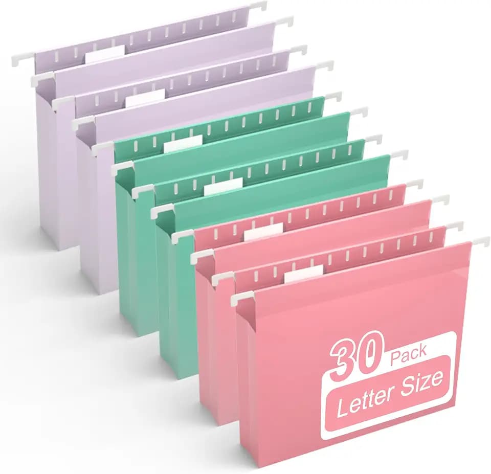 Expanding Hanging File Folder, Letter Size, Plastic, 2” Expansion, Pastel