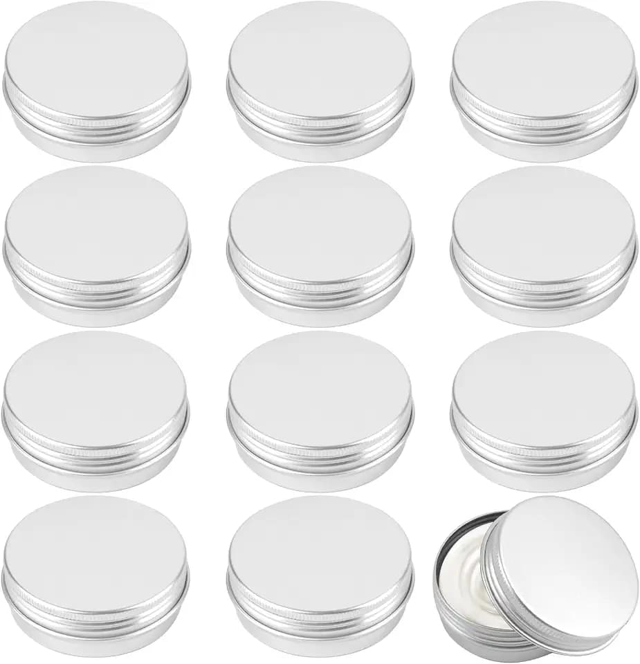 12 Pack 2 Oz Salve Tins with Lids, Small Refillable Metal Tin Containers