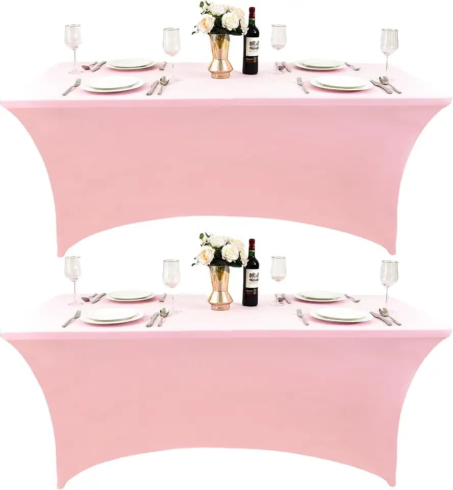 2-Pack 6ft Spandex Table Covers for Rectangle Standard Folding Tables - Wrinkle Resistant Stretch Tablecloths - Ultimate Fitted Table Protector for Parties, Trade Shows, Banquet