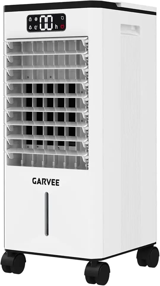 GarveeHome 1.85 GAL Swamp Cooler with Touch & Remote Control, 3 Modes & 3 Speeds, 3-in-1 Evaporative Air Cooler with 90°+90° Oscillation, 12H Timer, Portable Air Conditioners for Indoor Outdoor Use