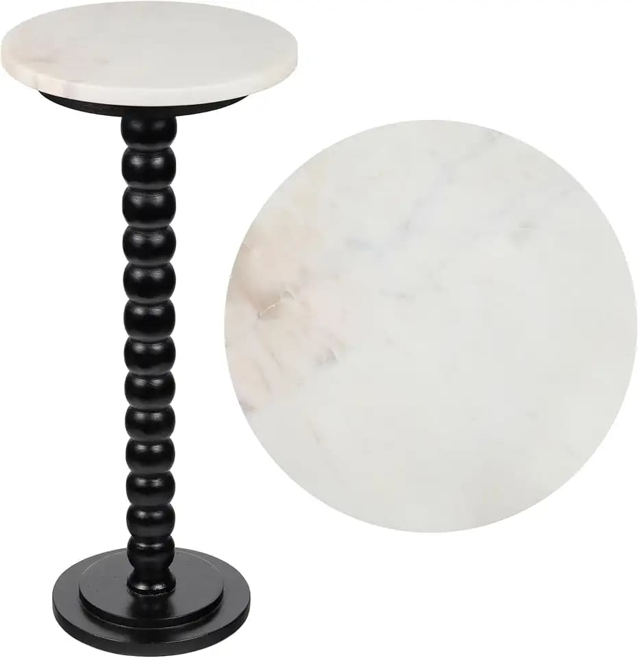 JONATHAN Y Monroe 24.25" Round Spindle Pedestal Drink Table, Black
