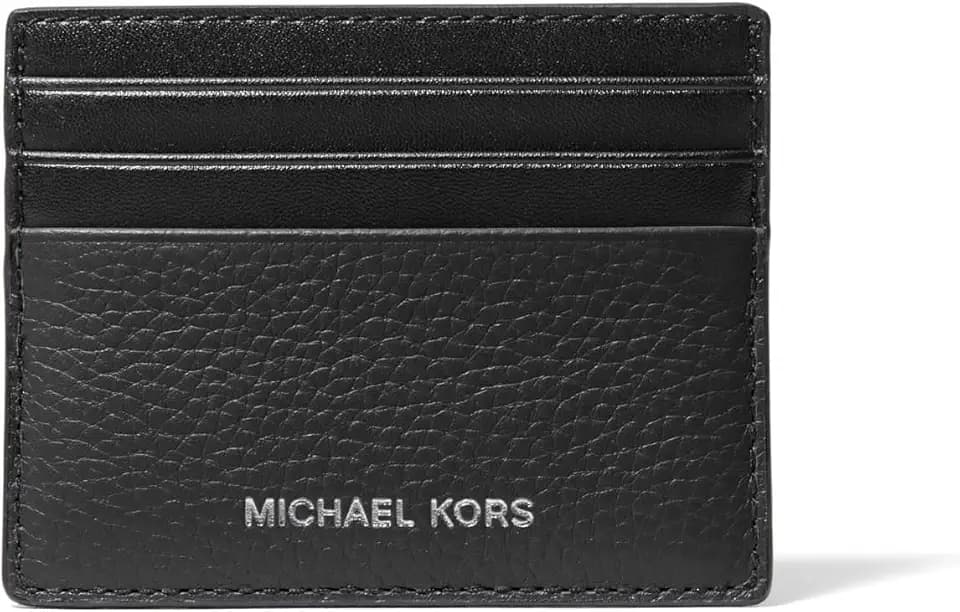 Michael Kors Hudson Tall Card Case, Black Pebbled Leather