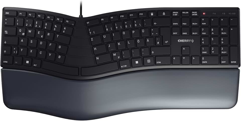 CHERRY KC 4500 Ergo, Ergonomische Tastatur, Deutsch QWERTZ, Schwarz