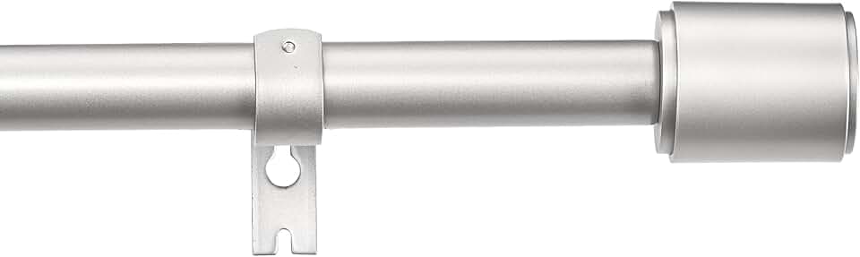 Amazon Basics Adjustable 1-Inch Heavy Duty Curtain Rod for Windows, Cap Finials, 72" to 144", Nickel