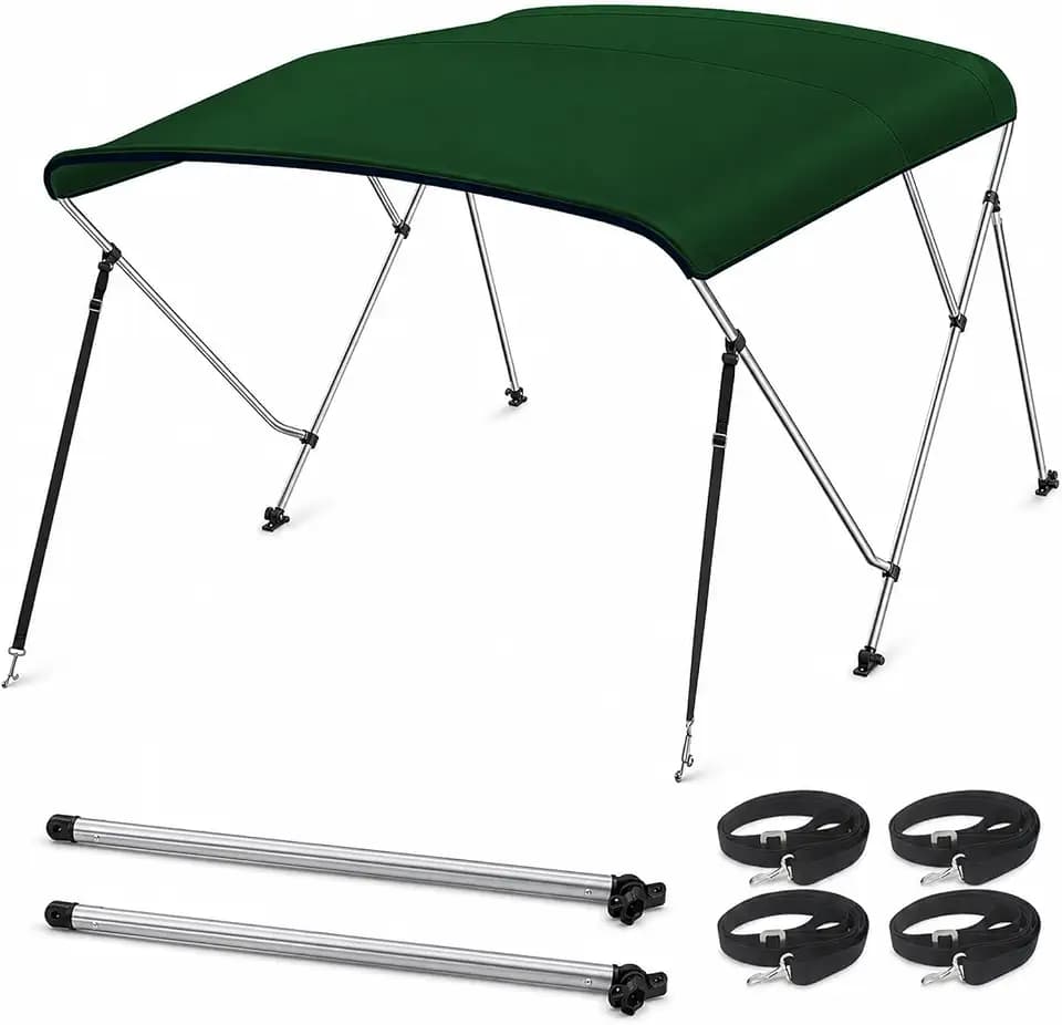 Seamander 3 Bow Bimini Top, 6'L 46" H, 73"-78" Beam, Forest Green