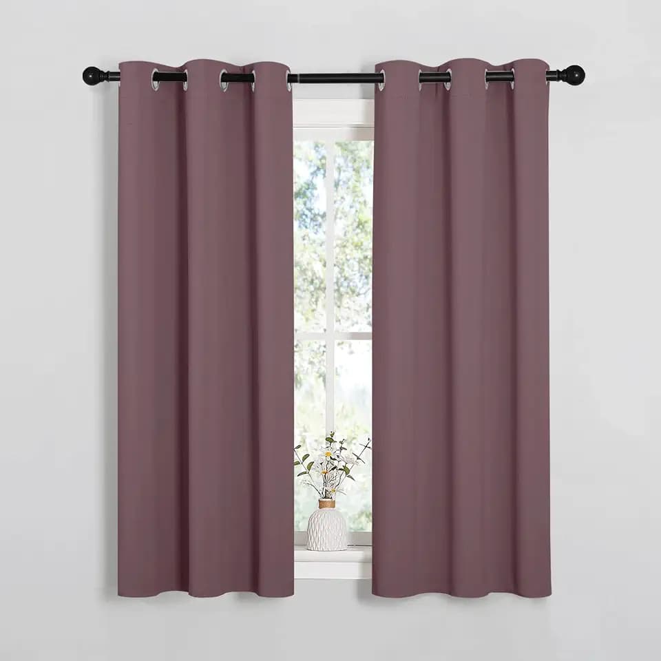 NICETOWN Dry Rose Blackout Curtains for Basement 34" w x 54" L 2 Panels